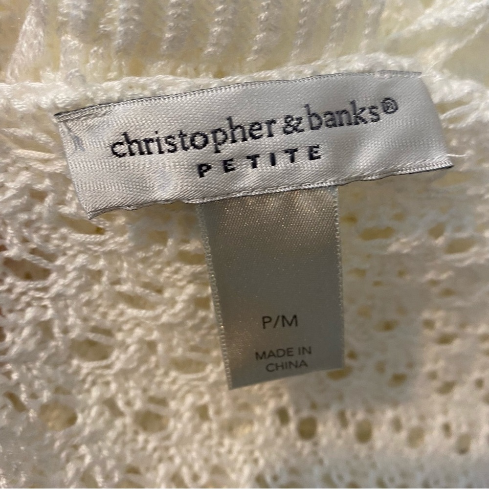 Woman’s Christopher & Banks crochet white sweater size PM - Picture 2 of 6
